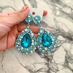 Teal Rhinestone earrings
